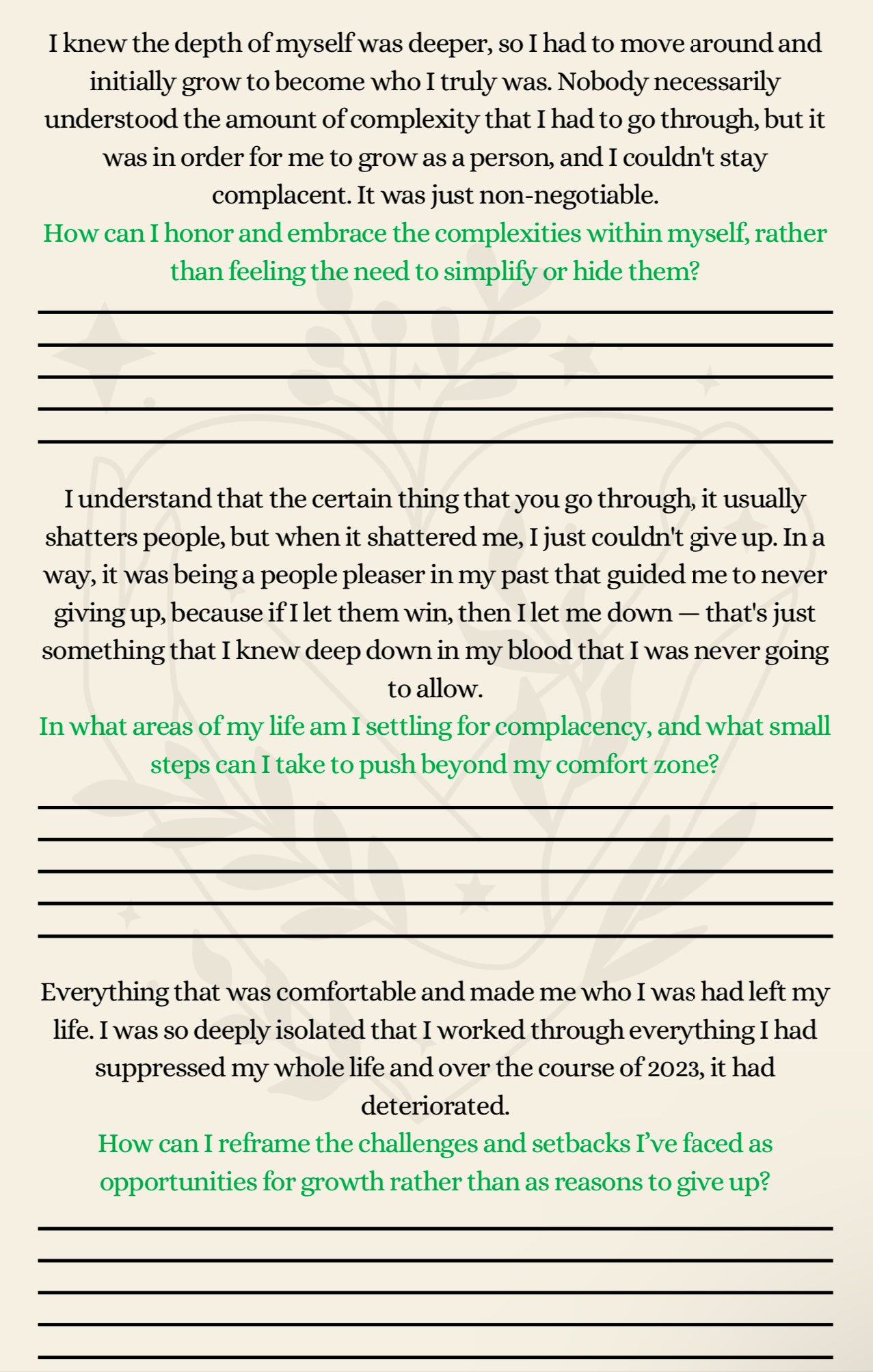 Season I Self Reflection Prompts Ebook